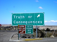 a sign points to Truth or Consequences