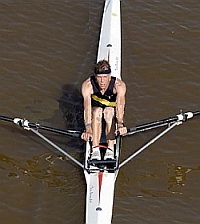Christopher Coulson sculls his single in a race